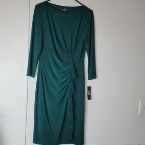 NWT  Size 8 American Living Green Ruffle Sheath Holiday Dress